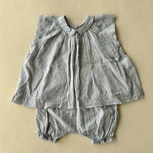 Makie Light Gray Two-Piece Baby Set - Sleeveless Top & Bloomers